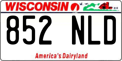WI license plate 852NLD