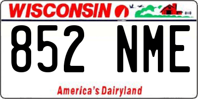WI license plate 852NME