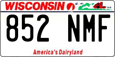 WI license plate 852NMF