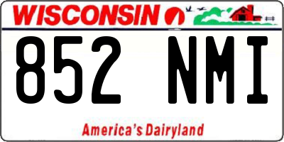 WI license plate 852NMI