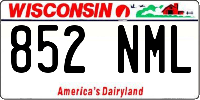 WI license plate 852NML