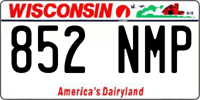 WI license plate 852NMP
