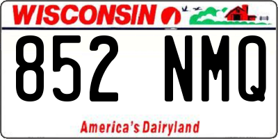 WI license plate 852NMQ