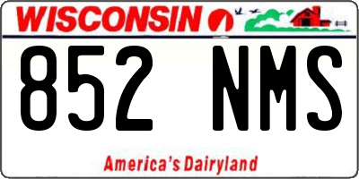 WI license plate 852NMS