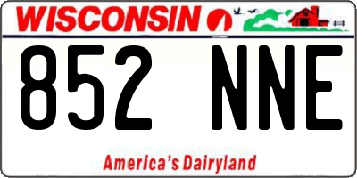 WI license plate 852NNE