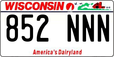 WI license plate 852NNN