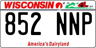 WI license plate 852NNP