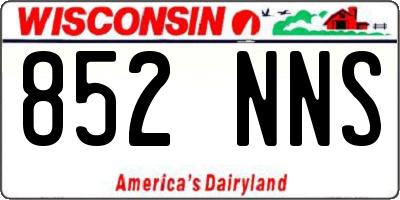 WI license plate 852NNS