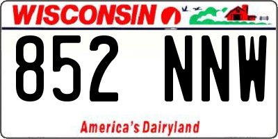 WI license plate 852NNW
