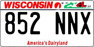 WI license plate 852NNX