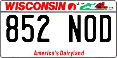 WI license plate 852NOD
