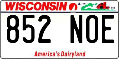 WI license plate 852NOE