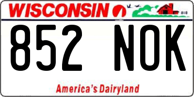 WI license plate 852NOK