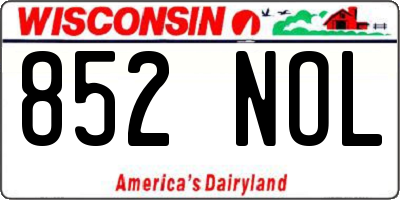 WI license plate 852NOL