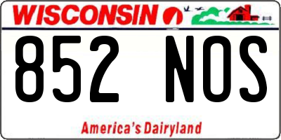 WI license plate 852NOS