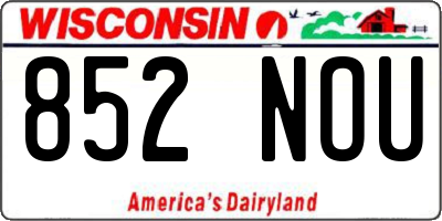 WI license plate 852NOU
