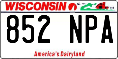 WI license plate 852NPA