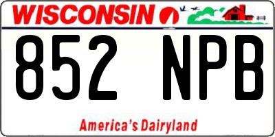 WI license plate 852NPB