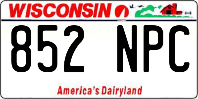WI license plate 852NPC
