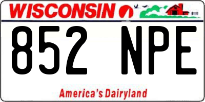 WI license plate 852NPE
