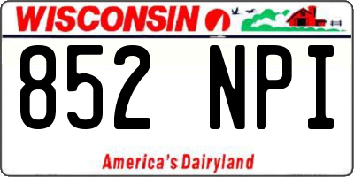 WI license plate 852NPI