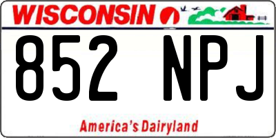 WI license plate 852NPJ