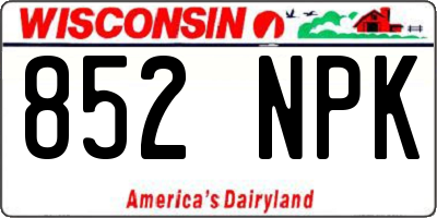 WI license plate 852NPK