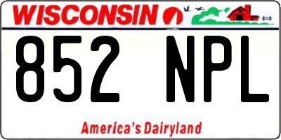 WI license plate 852NPL