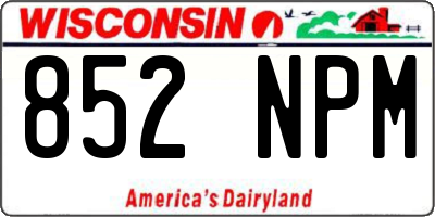 WI license plate 852NPM