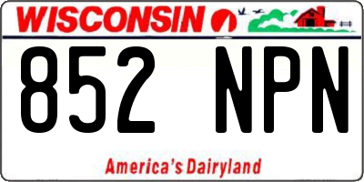 WI license plate 852NPN