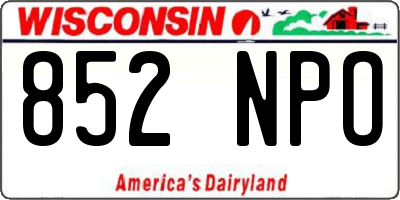 WI license plate 852NPO