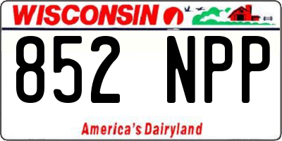 WI license plate 852NPP