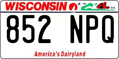 WI license plate 852NPQ