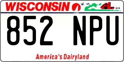 WI license plate 852NPU