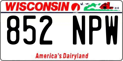 WI license plate 852NPW