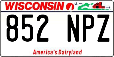 WI license plate 852NPZ