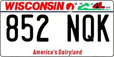 WI license plate 852NQK