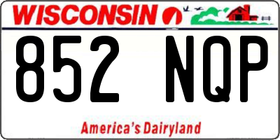 WI license plate 852NQP