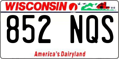 WI license plate 852NQS