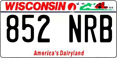 WI license plate 852NRB