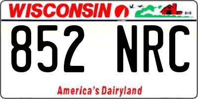 WI license plate 852NRC
