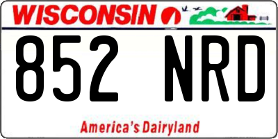 WI license plate 852NRD