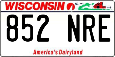 WI license plate 852NRE