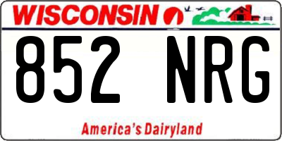 WI license plate 852NRG