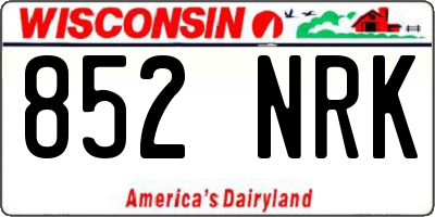 WI license plate 852NRK