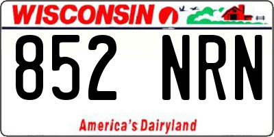 WI license plate 852NRN