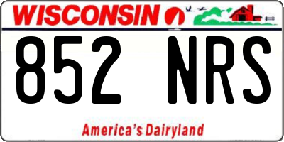 WI license plate 852NRS