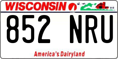 WI license plate 852NRU