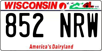 WI license plate 852NRW