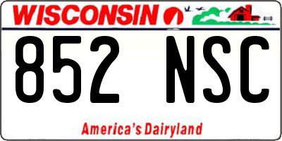 WI license plate 852NSC